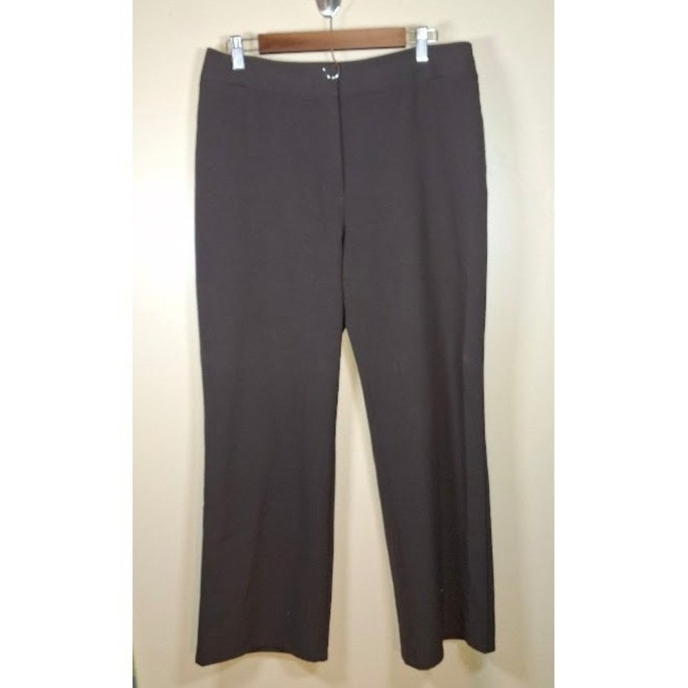 Chicos Womens Size 2 Short Brown Straight Leg Dress Pants Stretch Trousers